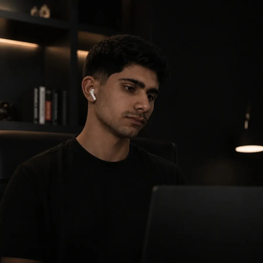 Bernardo Amaro trabalhando em seu computador